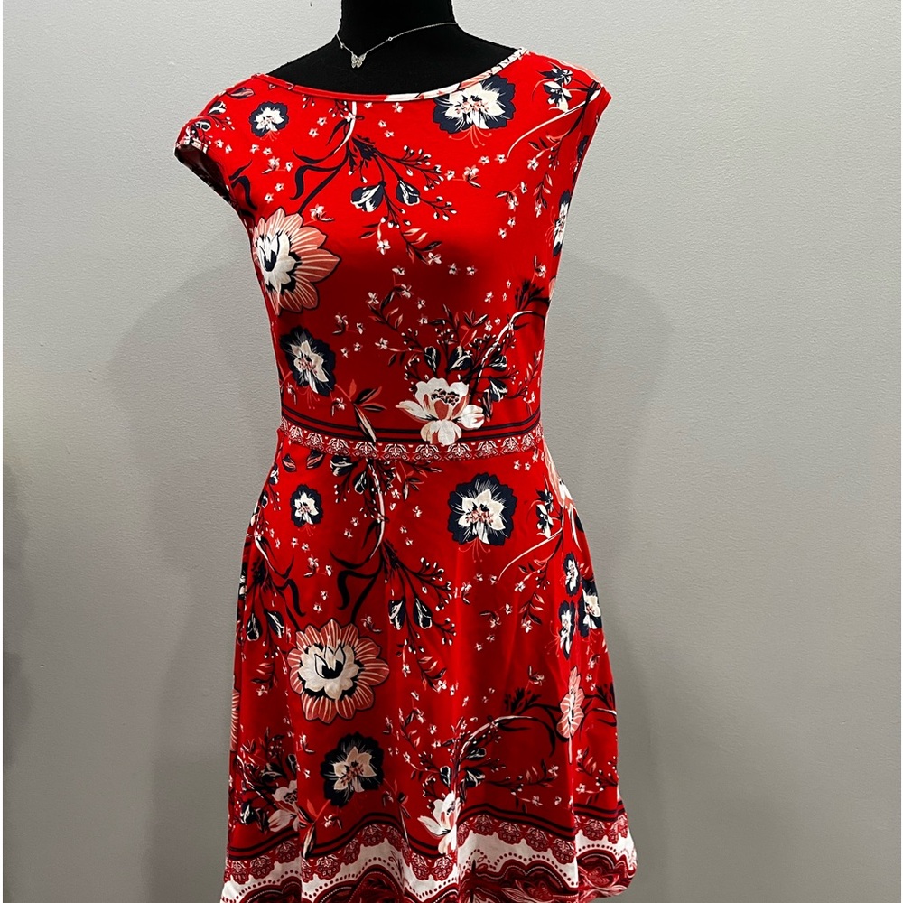 Red floral dress